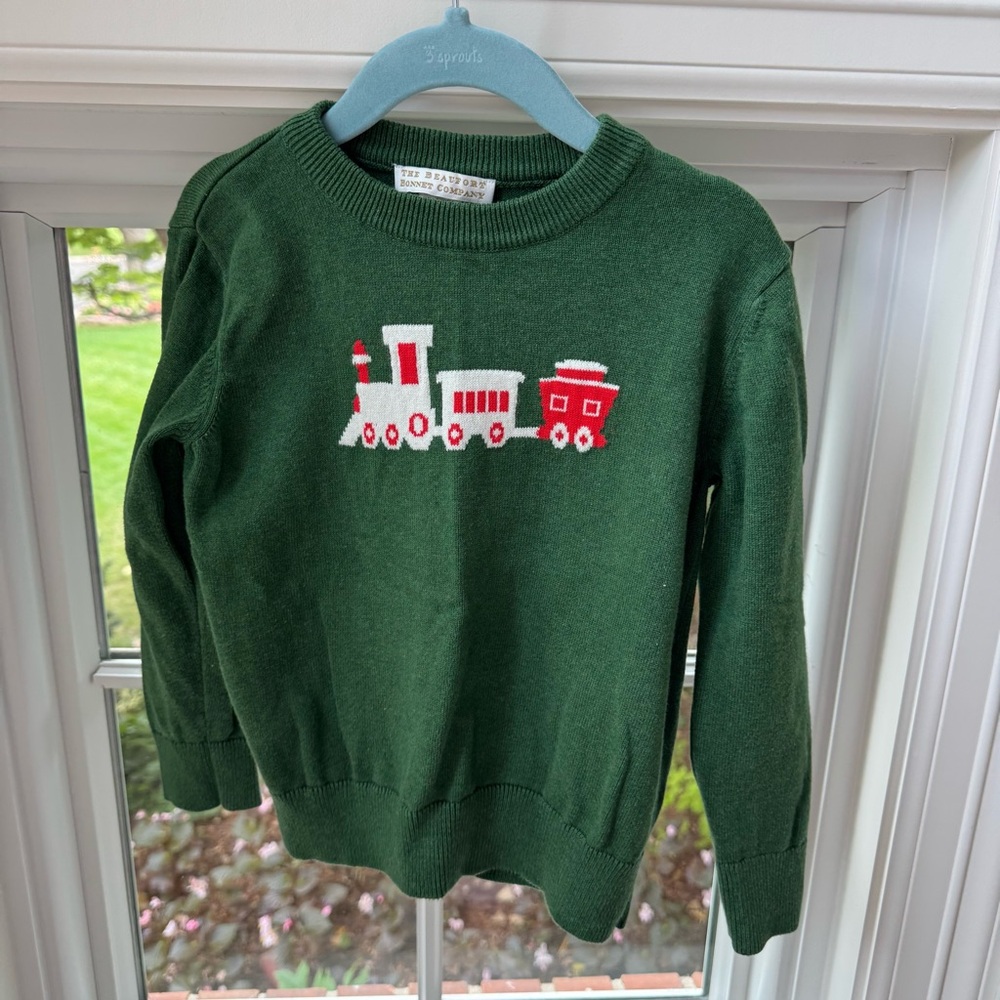 The Beaufort Bonnet Company Boys Green Train Sweater Size 3T